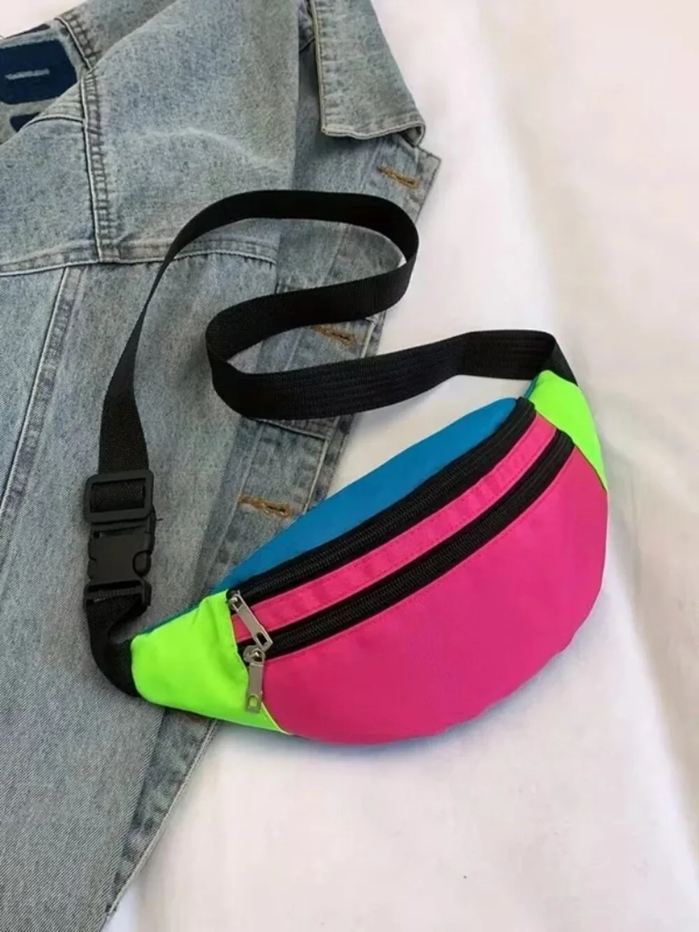 Fanny Bag Travel Bag Multi Color Waist Bag Nylon Hiking Bag Zip Pockets